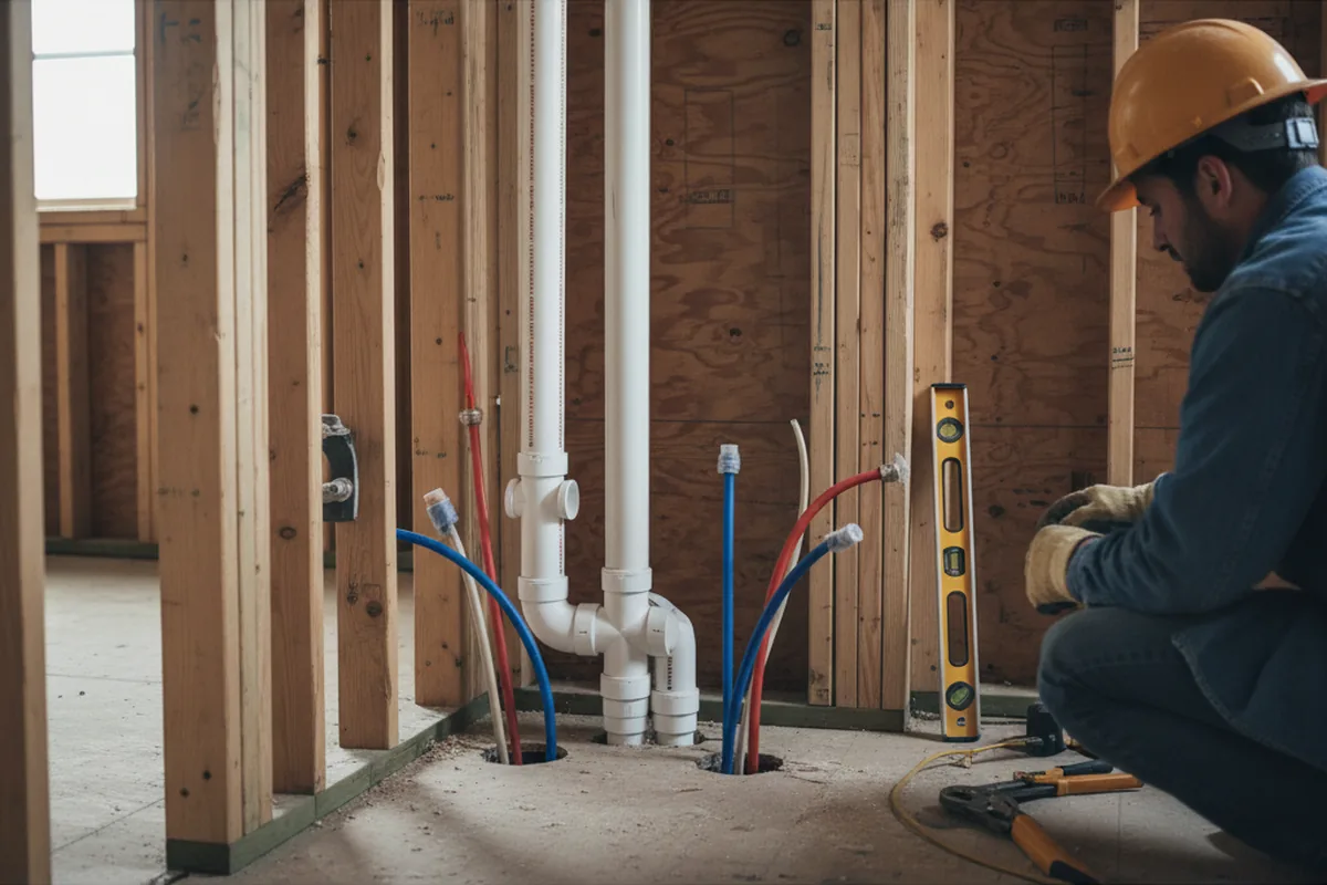 Drain and supply rough-in during Leak Detection in Jennings