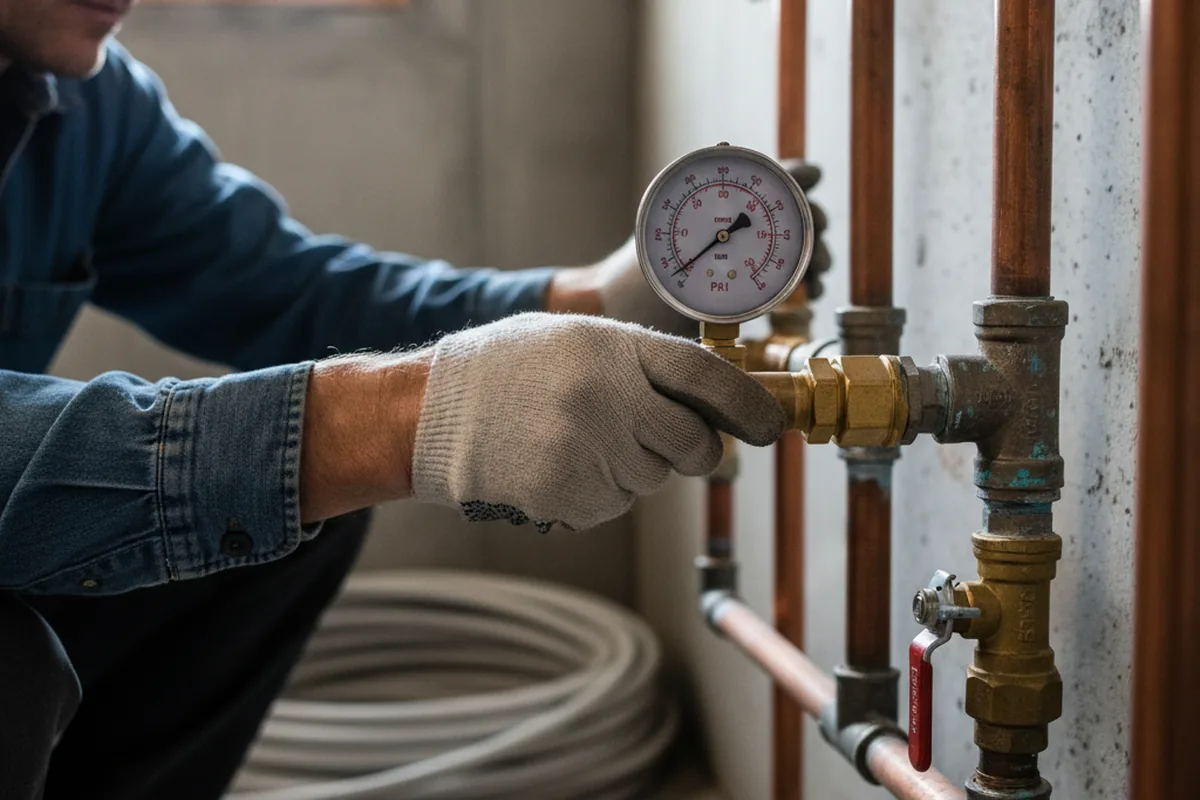 Pressure testing a repaired line during Water Line Repair in Jennings